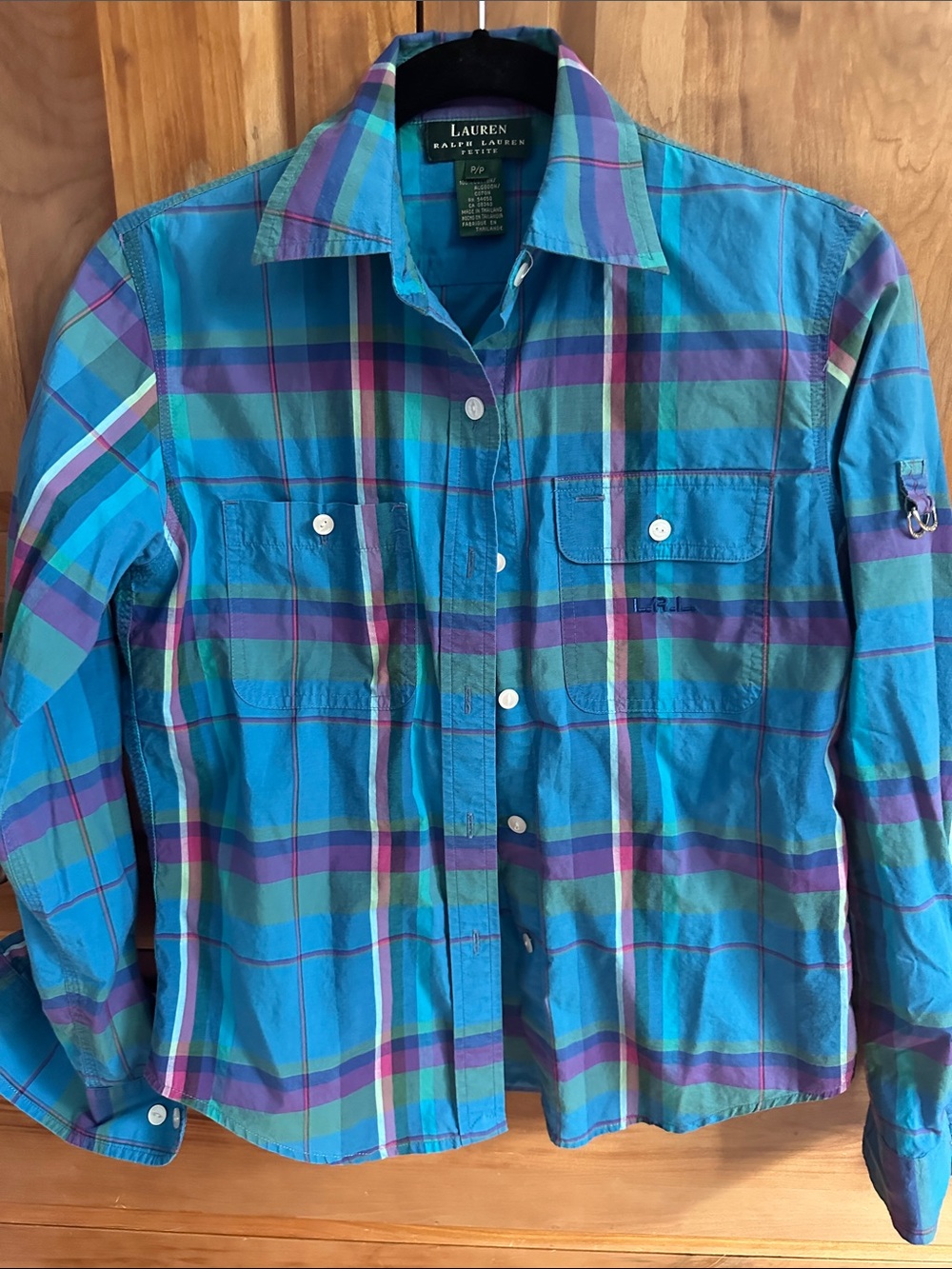 Lauren Ralph Lauren Turquoise Plaid Button-Down Shirt